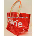 Hot Sale Red Transparent PVC Beach Bag with Strong Nylon Webbing Handle